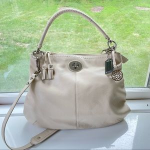 Coach Hamptons #15405 Limited Ed. Large Hobo/Crossbody Ivory Pebbled Leather Bag